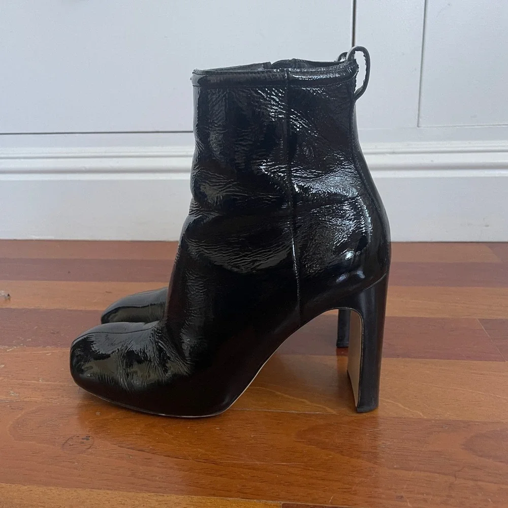 Rag & Bone Women's Ellis Patent Leather Ankle Boots  Square Toe Black Size 37 - Picture 4 of 16
